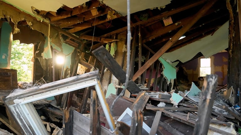 The interior of a flood-damaged home is visible on Wednesday,...