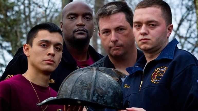 From left, Mastic Fire Department volunteers firefighters, David Quesada, Herbert...