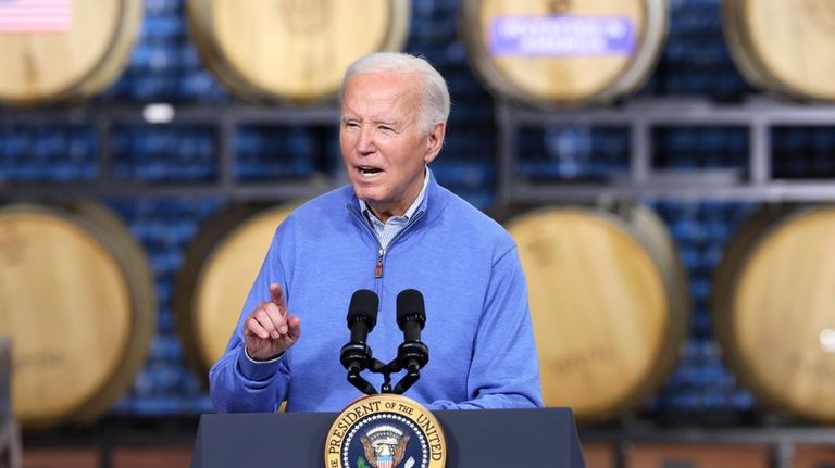 President Joe Biden speaks at Earth Rider Brewery, Thursday, Jan....