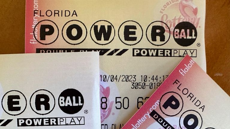 Powerball lottery tickets are shown, Wednesday, Oct. 4, 2023, in...