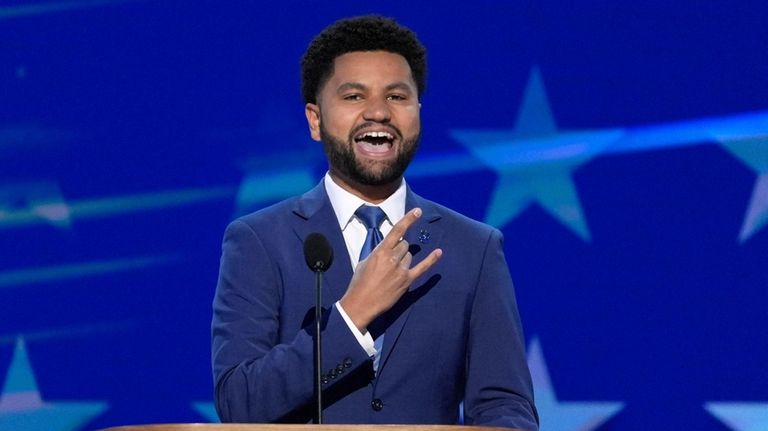 Rep. Maxwell Frost, D-Fla., speaks during the Democratic National Convention...