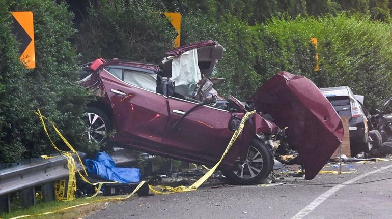 The scene of a crash on Montauk Highway in Quogue...