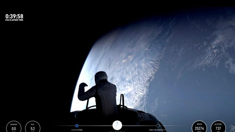 This image made from a SpaceX video shows the start...