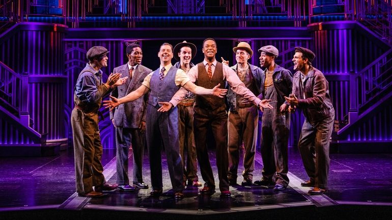 Christian Borle, center left in vest, and J. Harrison Ghee...