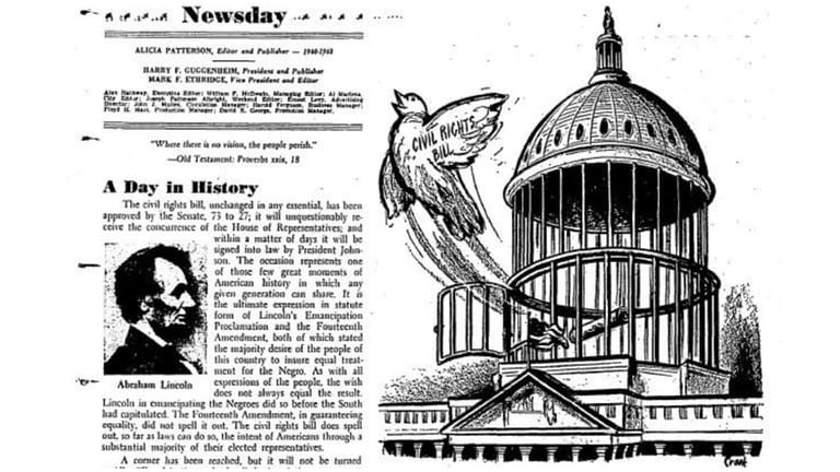 The Newsday editorial and cartoon from June 20, 1964.