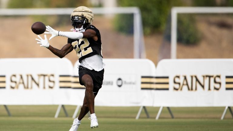 New Orleans Saints wide receiver Rashid Shaheed (22) catches the...