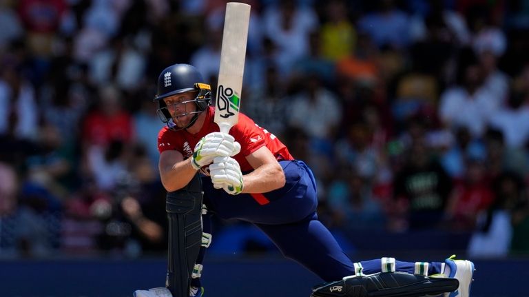 England's captain Jos Buttler bats during the ICC Men's T20...