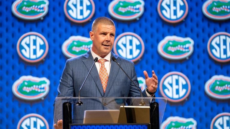 Florida head coach Billy Napier speaks during the Southeastern Conference...