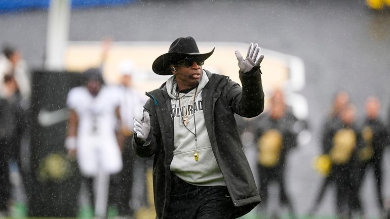 Colorado head coach Deion Sanders directs his team during the...