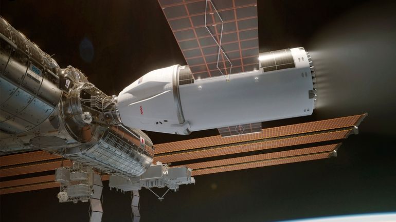 This image provided by SpaceX shows an artistic rendering of...