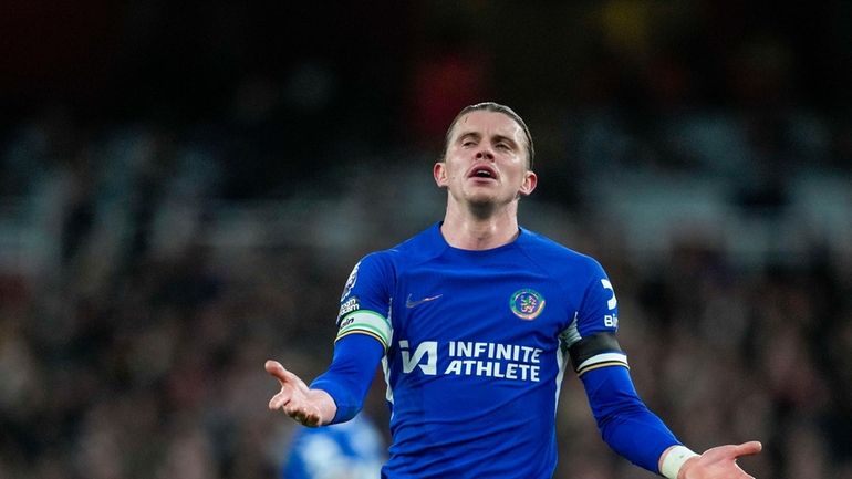 Chelsea's Conor Gallagher reacts during the English Premier League soccer...