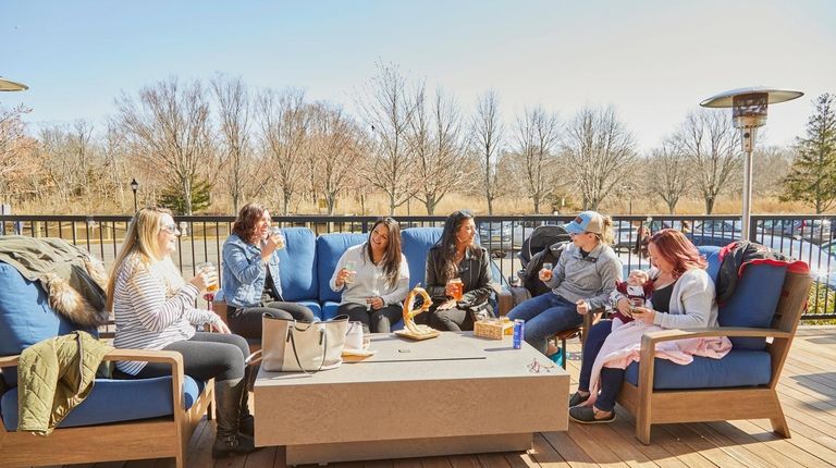 Visitors to Peconic County Brewing in Riverhead in April.