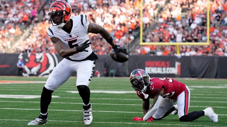 Cincinnati Bengals wide receiver Tee Higgins (5) gets past Tampa...