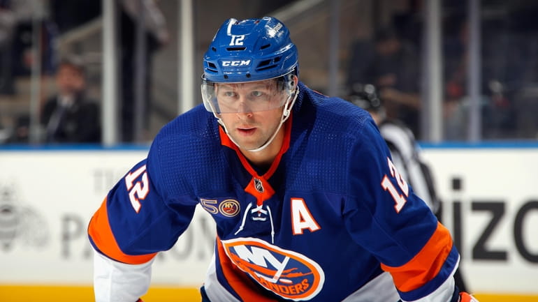 Josh Bailey #12 of the New York Islanders skates against...