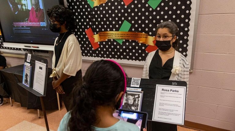 Tamia Tobin, at left, as Claudette Colvin, and Isabella Medrano...