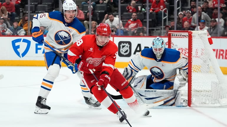 Detroit Red Wings right wing Patrick Kane (88) skates with...