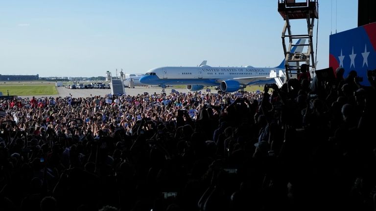 Air Force Two with Democratic presidential nominee Vice President Kamala...