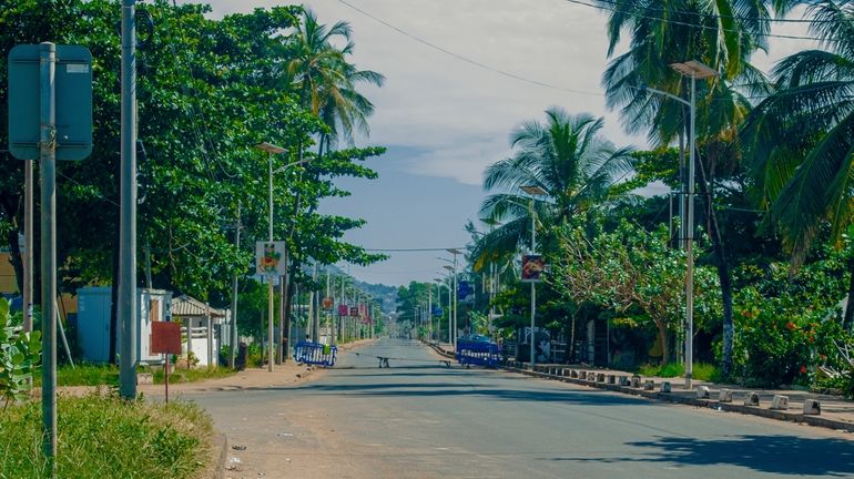 The streets of Freetown, Sierra Leone, are empty during a...