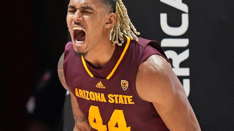 Arizona State guard Adam Miller (44) reacts after scoring against...