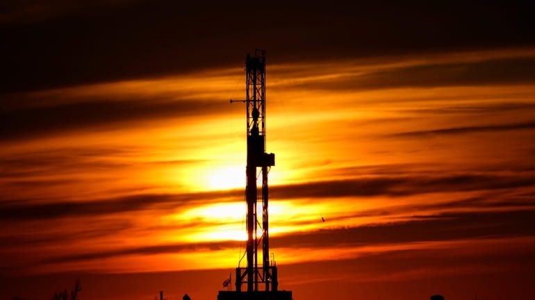 An oil drilling rig in El Reno, Oklahoma. 
