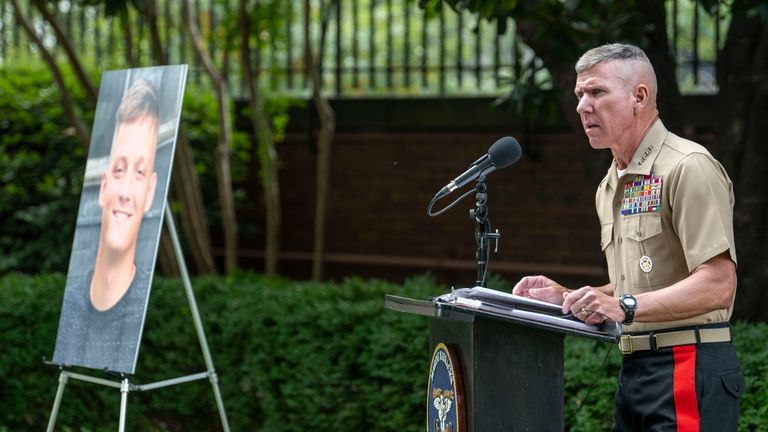 Commandant of the Marine Corps Gen. Eric Smith, speaks during...