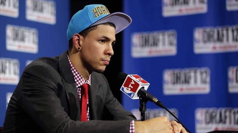 Duke's Austin Rivers talks to reporters after being selected No....
