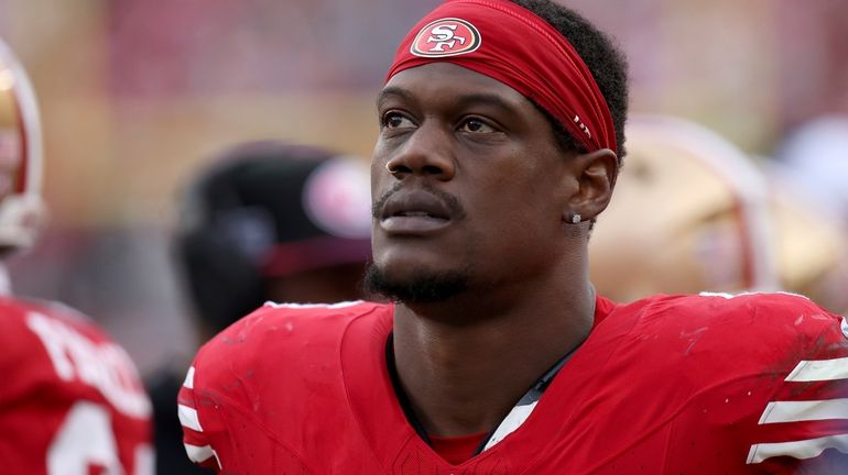 San Francisco 49ers linebacker Randy Gregory on the sideline during...