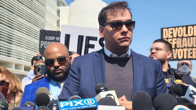 Rep. George Santos at federal court in Central Islip on May 10.