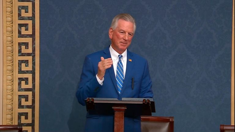 This image from Senate Television video shows Sen. Tommy Tuberville,...