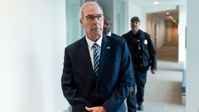 U.S. Attorney David Weiss, arrives for an interview before members...