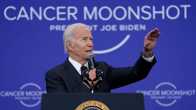 President Joe Biden speaks on the cancer moonshot initiative at...