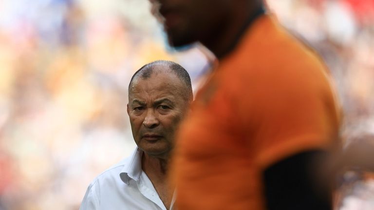 Australia's head coach Eddie Jones waits for the start of...