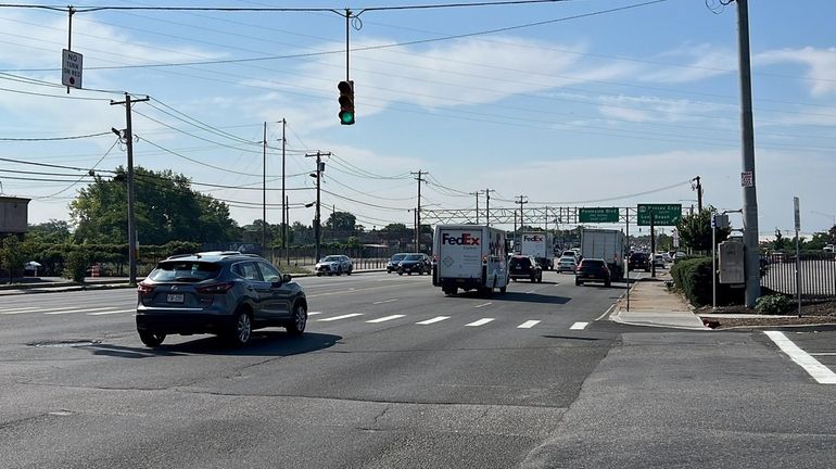 The scene of the fatal moped accident that occurred Sunday in Lawrence.