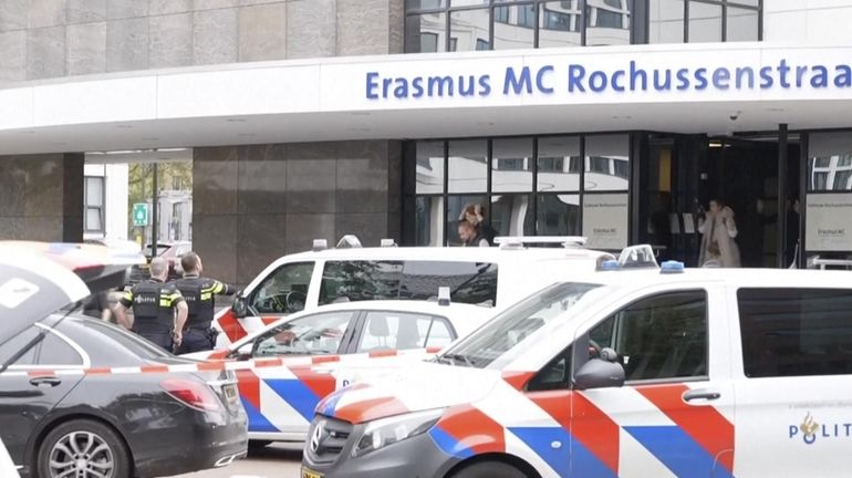 Emergency services attend to the scene at Erasmus Medical Center,...