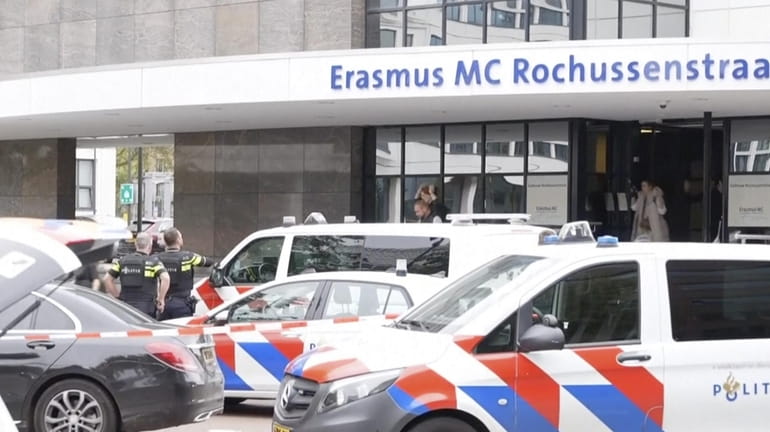 Emergency services attend to the scene at Erasmus Medical Center,...