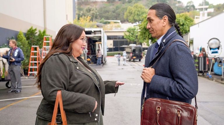 : (l-r) Jana Schmieding as Reagan Wells, Michael Greyeyes as...