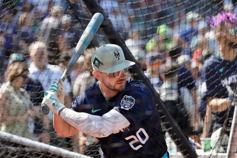 American League's Kyle Tucker, of the Houston Astros, catches a fly ball  during the MLB All-Star baseball game against the National League in  Seattle, Tuesday, July 11, 2023. (AP Photo/Lindsey Wasson Stock