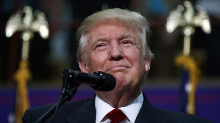 Republican presidential candidate Donald Trump speaks during a rally in...