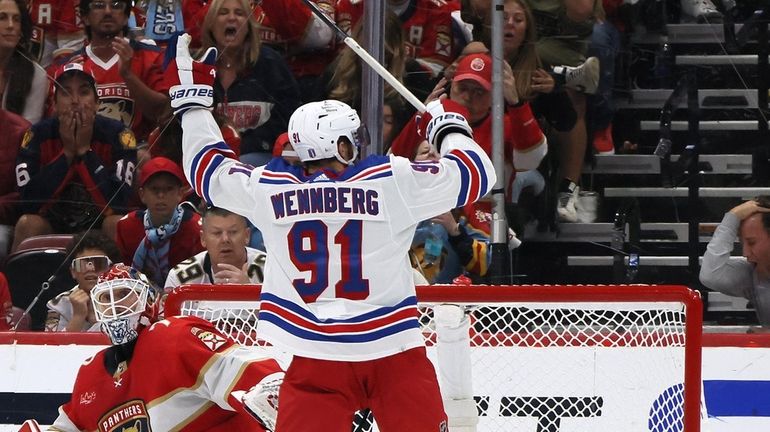 Alex Wennberg of the New York Rangers scores the winning...