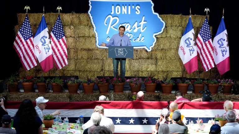 Republican presidential candidate and Florida Gov. Ron DeSantis speaks during...