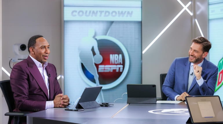 Stephen A. Smith and Mike Greenberg on the set of...