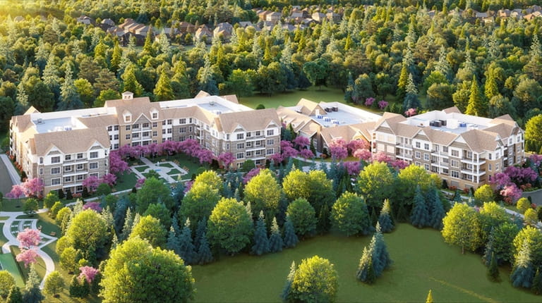 A rendering of Gurwin's Fountaingate Gardens, under construction in Commack.