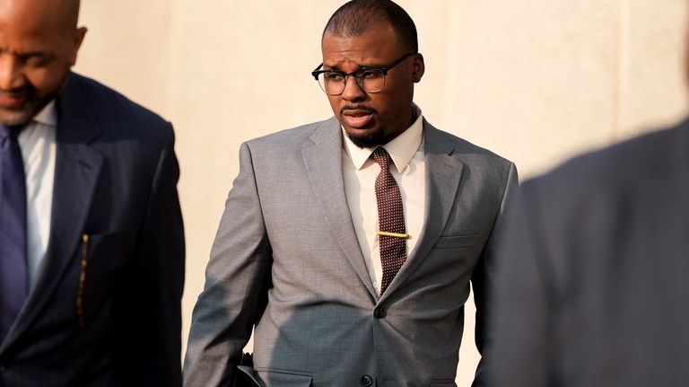 Former Memphis police officer Justin Smith leaves the federal courthouse...