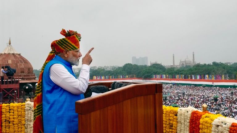 Indian Prime Minister Narendra Modi addresses the nation from the...