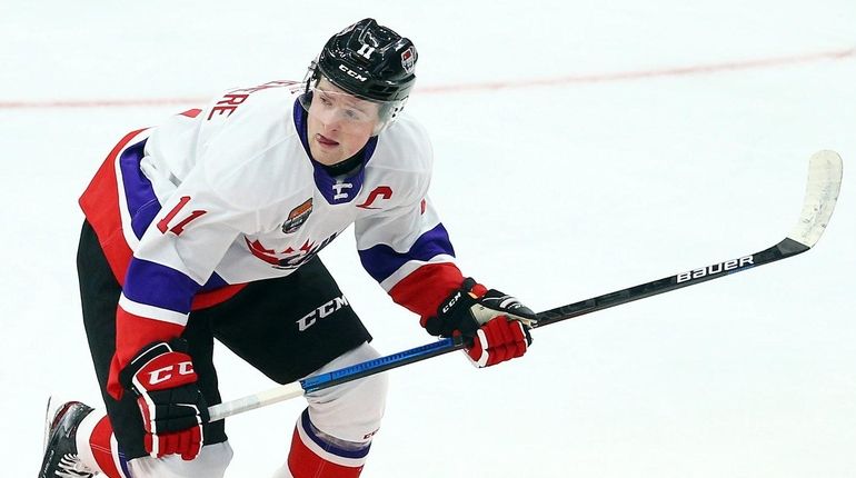 Alexis Lafreniere of Team White skates during the 2020 CHL/NHL Top...