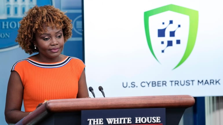 White House press secretary Karine Jean-Pierre talks about a cybersecurity...