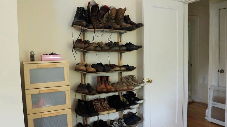 Matt Lentini built a shoe rack out of old skateboard...