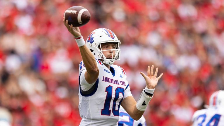 Louisiana Tech quarterback Jack Turner (10) passes the ball against...