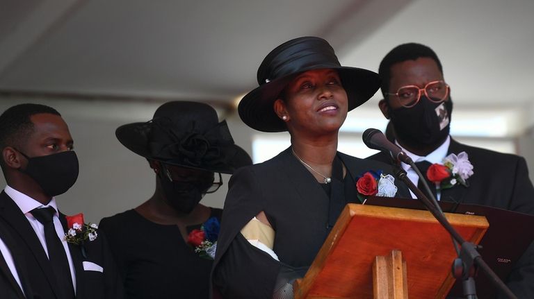 Former first lady of Haiti, Martine Moise, speaks during the...