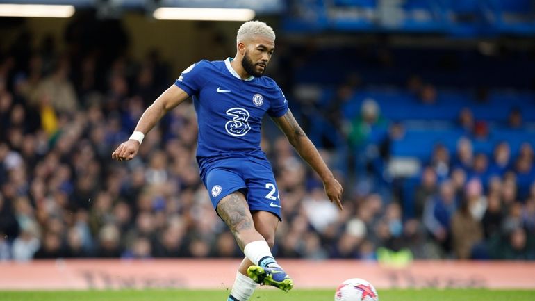 FILE -Chelsea's Reece James passes the ball during the English...